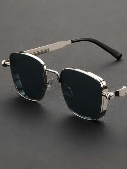 Nuevas gafas de moda de metal con resorte en estilo punk, con montura grande adecuada para viajes al aire libre