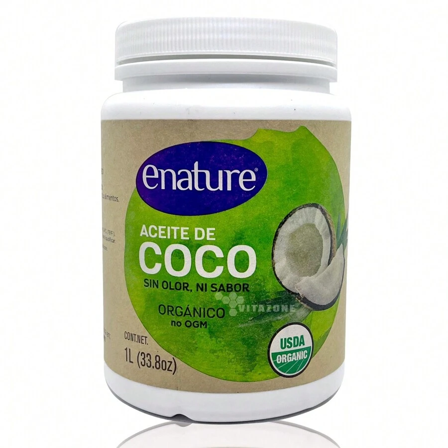 Aceite de Coco Virgen Orgánico 1 lt E-Nature - Blanco - Ver 1