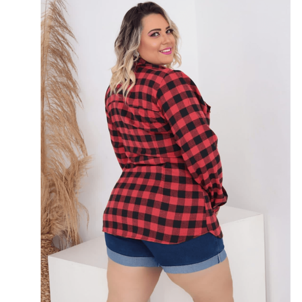 Camisa Xadrez Feminina Plus Size Flanelada Festa Junina