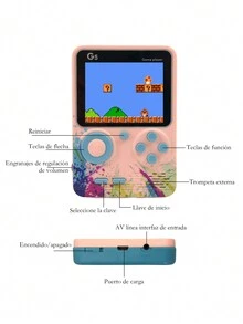 Consola De Juegos De Video Retro,Consola retro portatil G5 ,con Incorporada En 500 Juegos, con pantalla de 3.5",,conecta a un tv con cable rca incluido ,bateria recargable y cable de carga,regalos favoritos de los niños - Rosa - Ver 6