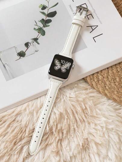 1 adet Klasik İnce Saat Kayışı Erkek Kadın Moda Beyaz Deri Saat Kayışı Band S8 S9 S10 S11 45mm 44mm 38mm 40mm 41mm 42mm 49mm 46mm Spor Akıllı Saat Bilekliği Serisi/Ultra/Se/11/10/9/7/6/5/4/3/2/1 ile Uyumlu, Moda Akıllı Saat Kayışı