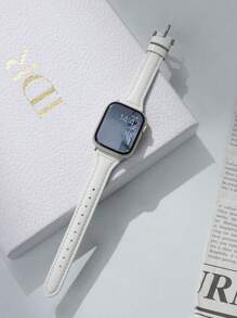 1件裝經典修身白色PU皮革錶帶，時尚男款女款，適用於Apple Watch S8/S9/S10/S11 (45mm/44mm/38mm/40mm/41mm/42mm/49mm/46mm)，運動智能手錶手環，適用於Series/Ultra/SE/11/10/9/7/6/5/4/3/2/1系列，時尚智能手錶錶帶 - 白色 - 查看 4