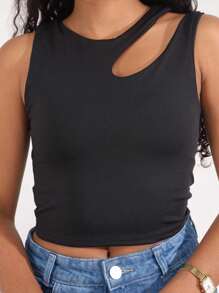 Women Tank Tops & Camis - 黑與白 - 查看 3