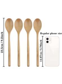 4pcs/1pc Long-Handled Wooden Spoon, 9.2inch/23.5cm Honey Spoon For Tea, Exquisite Tableware Spoon For Home, Stirring Spoon, Coffee Spoon, Wooden Spoons For Eating,Kitchen,Christmas Gift Back To School,School Supplies