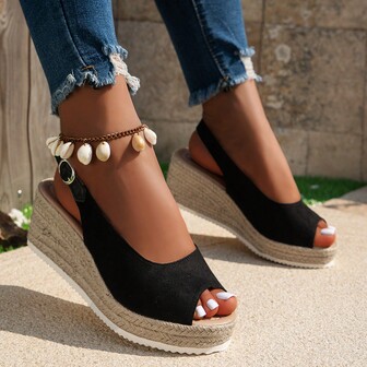 1 Pair Women's Comfortable Wedge Heel Sandals, Breathable And Elevated