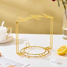 Minimalist Mug Hook, Foldable Cup & Saucer Iron Rack, Niche Design Sense Black/Gold Foldable 6/4 Cup & Saucer Iron Rack