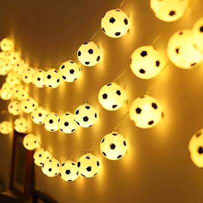 1pc New Creative Led Football String Lights Battery-Powered (Not Included), Sports Theme Decorative Fairy Lights For Baby Room Night Light,Wedding, Party, Bedroom, Birthday, Holiday Decoration
