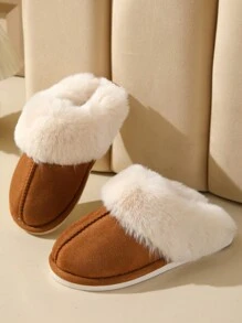 Nuevos Pantuflas gruesos de lana y felpa para hombres y mujeres, modernos, cómodos, cálidos, antideslizantes, para uso en interiores, punta cerrada