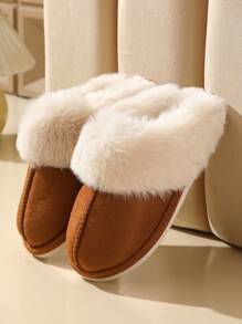 Nuevos Pantuflas gruesos de lana y felpa para hombres y mujeres, modernos, cómodos, cálidos, antideslizantes, para uso en interiores, punta cerrada