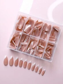 120片装杏仁形按压指甲少女水晶指甲透明杏仁指甲套装礼物创意水晶指甲美甲用品指甲 - 彩色 - 查看 4