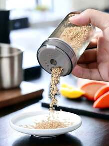 6 piezas de especieros. Especiero giratorio con 6 frascos de vidrio. Especiero Giratorio de Plástico para Condimentos. Set de 6 Especieros. Botes Especieros de Vidrio. Especiero Organizador Giratorio. Productos para Cocina. Artículos para el Hogar. - Negro - Ver 6