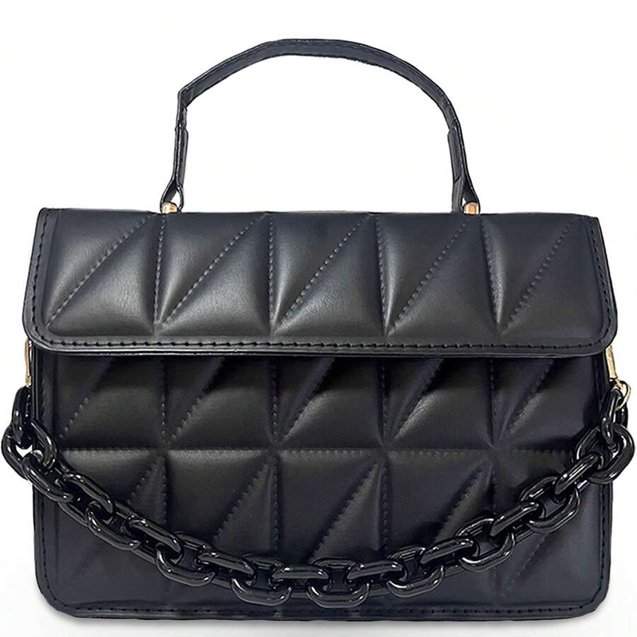 Shendy Vendy Women's Metal Chain One Shoulder Crossbody Bag - Black-brown - 查看 1
