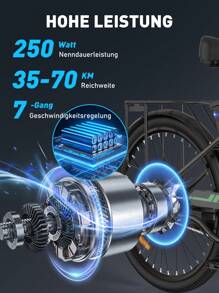 HITWAY BK8S Electric Bike, Electric Mountain Bike, 250 Watt Power, 35-70km Range, 26 Inch Electric Bike, Removable Battery, Shock Absorbing Seat - màu đen - Xem 3