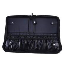 防水PU皮革化妝刷收納袋-時尚立式和折疊旅行盒，保護化妝品安全收納-便攜、耐用和快速幹燥-內附刷子不包含在內