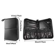 防水PU皮革化妝刷收納袋-時尚立式和折疊旅行盒，保護化妝品安全收納-便攜、耐用和快速幹燥-內附刷子不包含在內