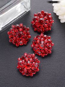 3pcs/Set Double-Layered Rhinestone Flower Shaped Metal Buttons, DIY Clothing & Accessories Decorative Sewing Buttons For Cardigan, Coat, Jacket, Suit, Hat, Gift Box, Bouquets - White - View 7