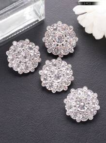 3pcs/Set Double-Layered Rhinestone Flower Shaped Metal Buttons, DIY Clothing & Accessories Decorative Sewing Buttons For Cardigan, Coat, Jacket, Suit, Hat, Gift Box, Bouquets - White - View 9