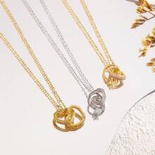 1pc Gold Faux Pearl Double Layer Necklace, Elegant & Chic Style, Suitable For Dates, Commuting, And Everyday Wear (OPP Bag Packaging) - Yellow Gold - View 2