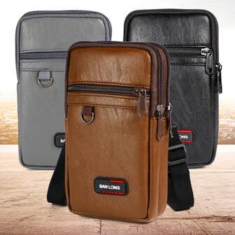 Stylish And Simple Solid Color Men's Lightweight Multi-Functional Crossbody Bag/Sling Bag/Mini Portable Adjustable Waist Bag With Scratch-Resistant And Wear-Resistant PU Leather, Summer Vacation Carry On Utility Waterproof Black Personalised Gifts Boyfriend Husband Freshman For Books Back To School Multi-Functional Dorm University School Bag Commute High School Practical Halloween Gifts For Men Fall Scream Men Bag Travel Bag Sling Bag For Men Winter Christmas Gifts Thanksgiving Purse Holiday Storage Bag Messenger Bag Shoulder Bag Bum Bag Belt Bag Rider Bag Fanny Pack