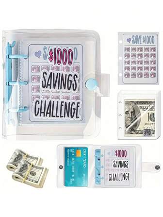 Challenge Savings Binder Envelope For $150/300/500/1000/2100, Storage Bag For Customized Goals And Bonus Financial Strategies, Cash Envelope Wallet And Planner System, With Laptop For Intelligent Financial Organization For Lipstick, Brush, Skincare, Mobile Phone, Coin, Small Items, For Home, Gift, Vacation And Festival Halloween Christmas Multifunctional Use,Boho Vibes