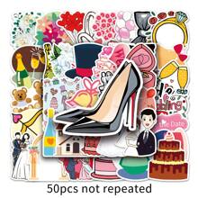 50 Peças Adesivos Engraçados e Fofos para Casamento à Prova d'Água DIY para Telefones, Laptop, Skate, Criativo, Grafite, Carro, Adesivo de Motor, Volta às Aulas, Suprimentos Escolares - Multicolorido - Visão 10