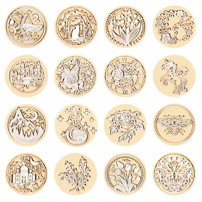 1 件 25 毫米铜头蜡封印章，带有花朵、植物、蜜蜂、猫和兔子图案，适用于复古封蜡/印章、邀请函、礼品包装、剪贴簿等。返校