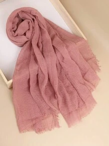 1pc Women's Solid Color Plisse Lady Basic Classic Plain Headscarf For Abaya - Dusty Pink - View 2