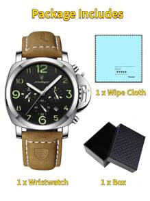 Luxury Sports Watch For Man Waterproof Luminous Date Chronograph Men Watch Leather Quartz Men's Watches Clock As A Gift For Students Returning To School