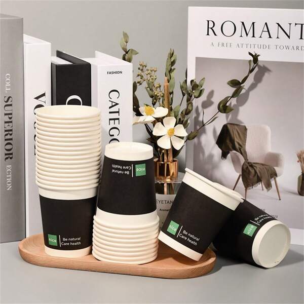 9oz Premium Style Thickened Paper Cup For Hot And Cold Drinks, High Capacity, Suitable For Business, Office, And Hospitality Use