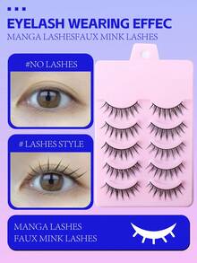 10/15/20入組漫畫動畫睫毛，仿貂絨逼真輕盈3D捲翹眼睫毛，適用於韓國、日本、亞洲的Cosplay妝容、卡通可愛眼睛瞪人睫毛 - 尖尾漫畫款 - 查看 3