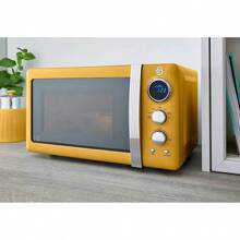 Retro Microondas Digital 20L, ✅Envíos 24/48h ✅ , 5 Niveles de Potencia, Función Descongelación Temporizador 60 Minutos, Puerta Espejo, Plato Giratorio 27 cm, Diseño Vintage, Amarillo, 800W, Swan, SM22030YELNEU - Amarillo - Ver 3