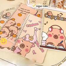 Cuaderno espiral lindo con diseño de capibara animada, Cuaderno A5 para trabajo, escuela, escritura - A5 - Ver 1