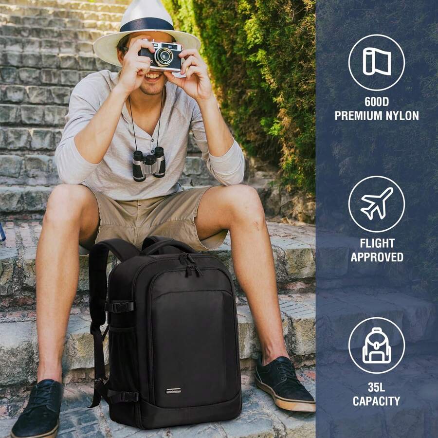 Ponhog Travel Backpack For Men - 35L Flight Approved Large Carry On ...