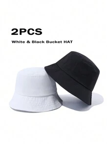 3 chiếc (2 chiếc) (1 chiếc) Mũ xô trơn có thể đảo ngược dùng cho du lịch mùa hè, mũ chống nắng bãi biển cho nam nữ, mũ xô chống tia UV - ngư dân màu rắn - Xem 8