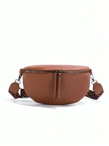 Fashionable And Simple Soft Leather Crossbody Shoulder Bag - Brown - View 3