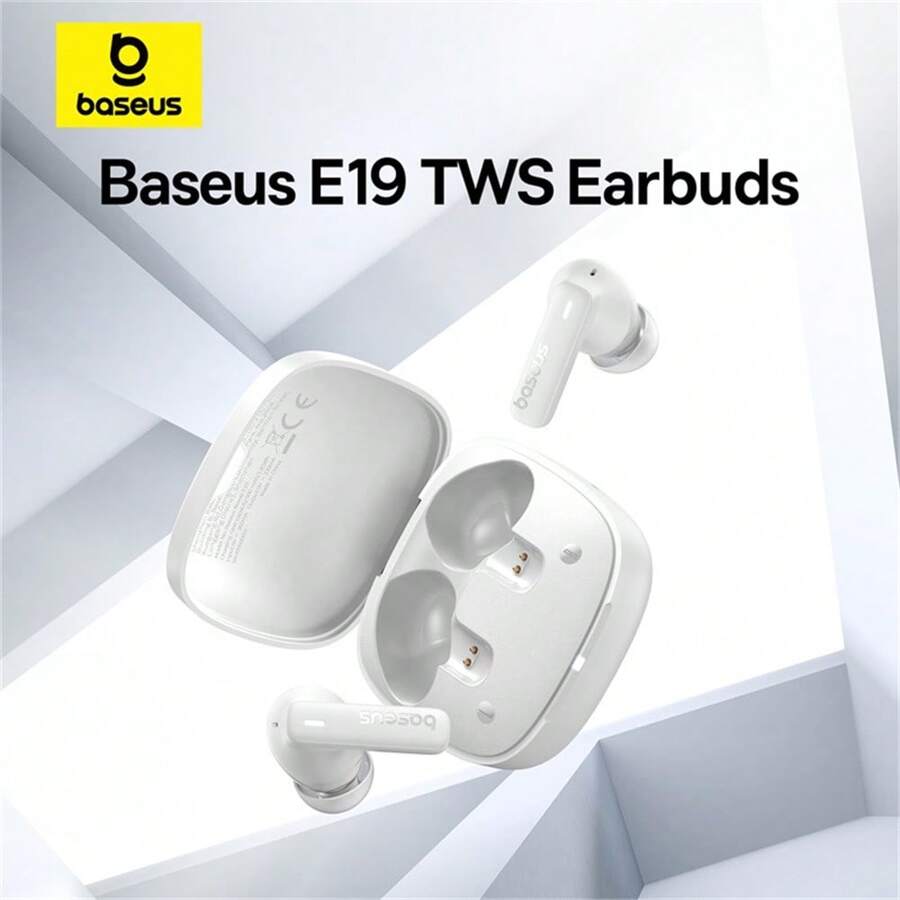 Baseus Bowie E19 無線耳機 Bluetooth 5.3大低音12mm單元驅動器 IPX5防水耳塞 33小時電池壽命耳罩式耳機（白色）