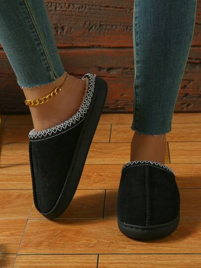 New Autumn And Winter Home Bedroom Warm Comfortable Simple And Stylish Couples Slippers