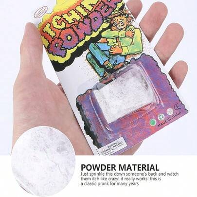 1 pieza Polvo de picazón divertido y accesorio de broma novedoso, adecuado para fiestas de cumpleaños, Halloween, Día de los Inocentes, regalo de broma creativo, accesorio terapéutico contra la depresión, artículo de broma único