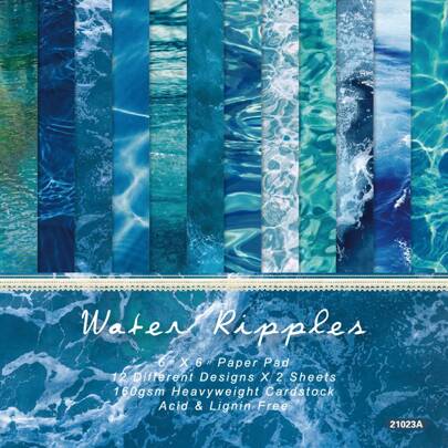 24 Sheets 6"X6" Vintage Water Ripples Scrapbook Paper Scrapbooking Patterned Paper Pack DIY Craft Background Paper 1Pack Back To School