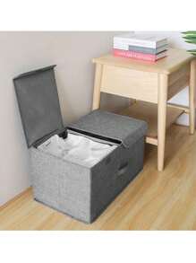 1 件带盖复古收纳盒，内裤胸罩折叠收纳篮，宿舍抽屉衣柜整理收纳容器，用于玩具、衣服、文件、家庭节省空间的衣柜、壁橱、卧室、家庭、宿舍、卧室配件的收纳盒，可折叠内衣裤收纳盒卧室配件服装收纳盒壁橱收纳大容量收纳盒卧室用收纳箱，用于毯子床上用品棉被枕头 - 灰色 - 查看 7