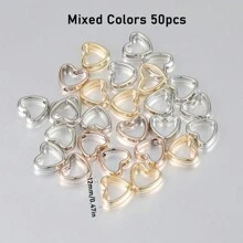 50 piezas Conectores espaciadores en forma de corazón de plástico CCB de doble agujero para collar, pulsera, aretes y dijes de joyería, accesorios para llaveros y suministros para manualidades hechas a mano