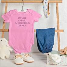 Attitude Baby Graphic One Piece Bodysuit Cute Cool Sarcastic Humor  Funny Saying I'm Not Crying I'm Ordering Dinner Joke Casual Everyday Soft Cotton Printed Cap Sleeve Lap Neck Romper Baby Clothes Brisco Brands