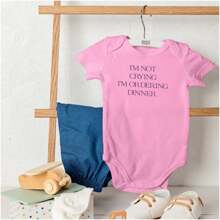 Attitude Baby Graphic One Piece Bodysuit Cute Cool Sarcastic Humor  Funny Saying I'm Not Crying I'm Ordering Dinner Joke Casual Everyday Soft Cotton Printed Cap Sleeve Lap Neck Romper Baby Clothes Brisco Brands