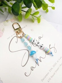 Custom Cute Acrylic Letter & Soft Pottery Beads Mushroom Shaped Keychain With Custom Name, Ideal For Personalized Gifts, Bag Charms Fashion, Colorful, Cute, Adorable, Contracted, Kawaii, Y2K, Stylish, Cuties Custom, Personalized, Unique, Customized Ideal Gifts For Him Her, Boyfriend, Girlfriend, Family, Friends, Pets, Grandparents, Children For Christmas, For Winter, For Fall/Autumn, For Holiday Finds Personalized/Customized Keychain, Christmas Accessories