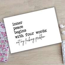 1pc Funny And Creative Birthday Card Quotes About Life, Not My Problem Funny Birthday Cards For Her, Funny Ironic Quote Cards For No Reason Encouraging Cards - Red - View 4