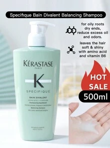 Kérastase KERASTASE SPECIFIQUE BAIN DIVALENT SHAMPOO 500ml Ausgleichendes Shampoo für fettigen Ansatz und trockene Spitzen. Specifique ausgleichendes Shampoo für fettige Kopfhaut und Haare, reinigt Öl vom Ansatz und feuchtet trockene Haarspitzen an - Grün - Übersicht 7