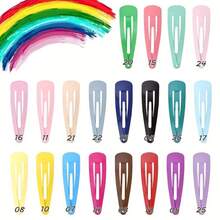 100入組可愛漫畫扣環多彩髮夾草莓心形圖案髮夾，適用於側面髮辮女性女孩甜美髮飾 - 彩色 - 查看 3