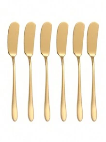 1/2pcs 304 Stainless Steel Korean Style Long Handle Butter Knife, Jam Spreader, Cheese And Dessert Spatula, Ideal For Kitchen, Restaurant, Afternoon Tea Party,Kitchen,Christmas Gift - Gold - View 11