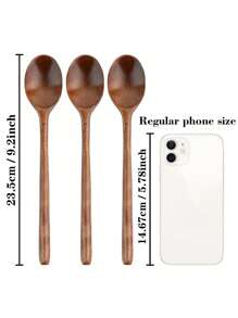 4pcs/1pc Long-Handled Wooden Spoon, 9.2inch/23.5cm Honey Spoon For Tea, Exquisite Tableware Spoon For Home, Stirring Spoon, Coffee Spoon, Wooden Spoons For Eating,Kitchen,Christmas Gift Back To School,School Supplies