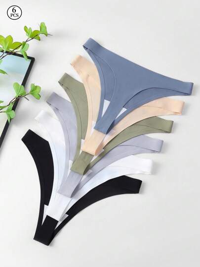 6 paquets de sous-vêtements de sport confortables pour femmes en soie de glace sans couture, à dos en T, séchage rapide et sexy